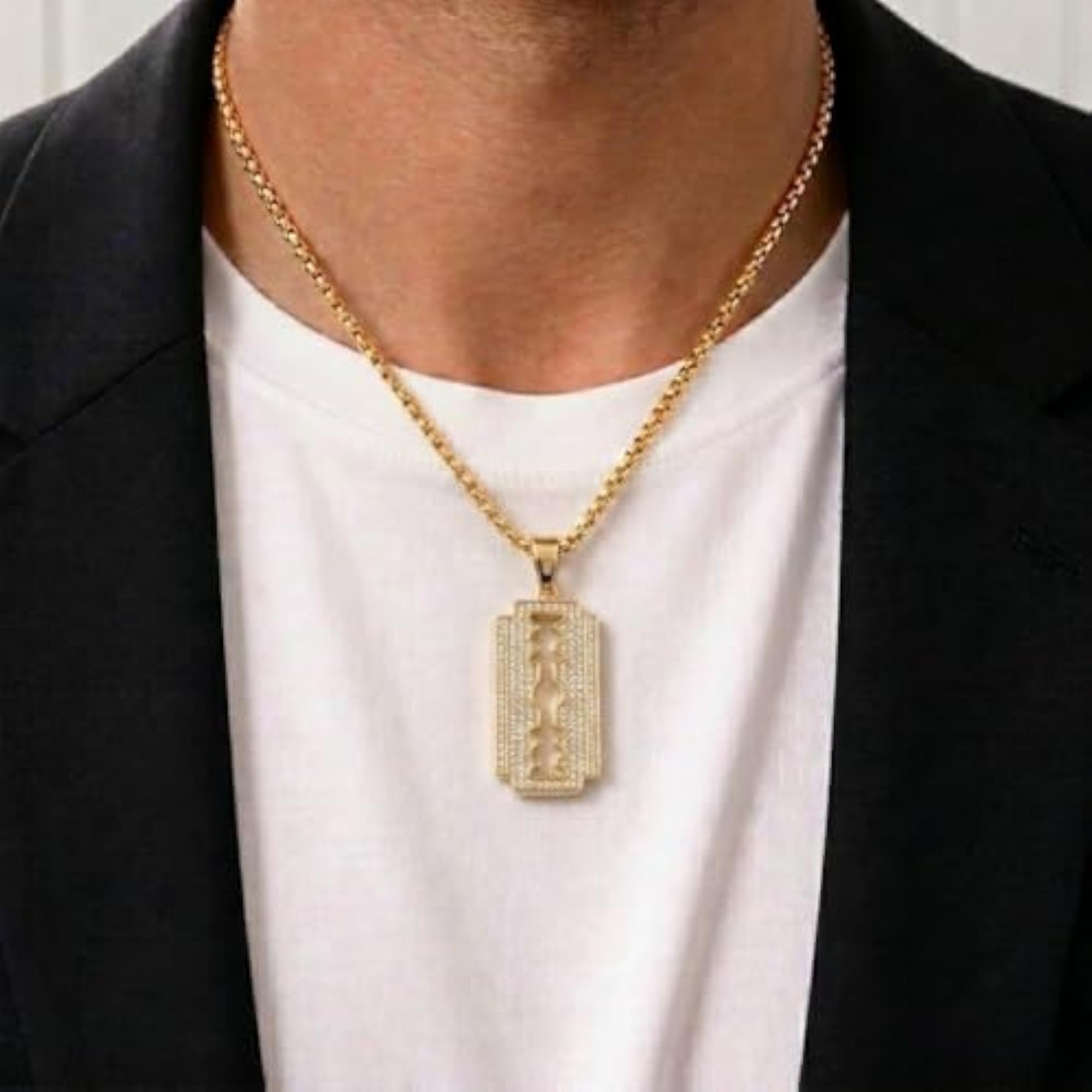 Men's Gold Chain & Pendant Locket Set