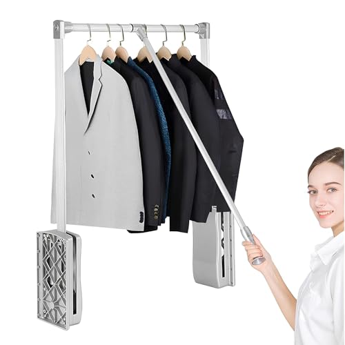 Barra de armario plegable de montaje lateral ajustable, capacidad de carga de 20 kg, sistema de almacenamiento SUA, color plateado, 550 x 700 mm, maximiza el espacio y la organización en tu armario.