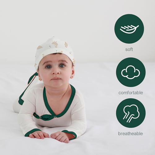 LAT LEE AND TOWN Newborn Baby Knotted Gowns with Hat Set 3 Pack Infant Outfit Sleepers Gown Home Outfits Set (cole duck, S)4