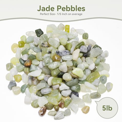 Image of 5LB Succulent and Cactus Pebbles, 1 /5 Inch Jade Pebbles for Indoor Plants, Decorative Gravel for Vases, Bamboo, Succulent, Terrarium, Crafts, Cactus