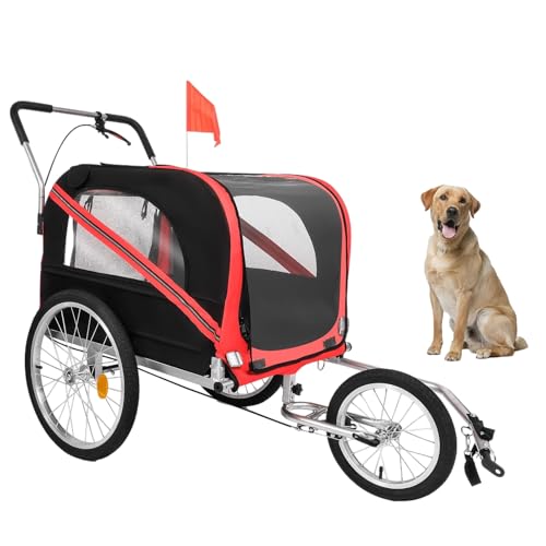 Remolque para Bicicleta para Perros, Carrito de Remolque Plegable para Perros y Mascotas para Bicicleta, Carrito de Carga para Bicicletas(Red)