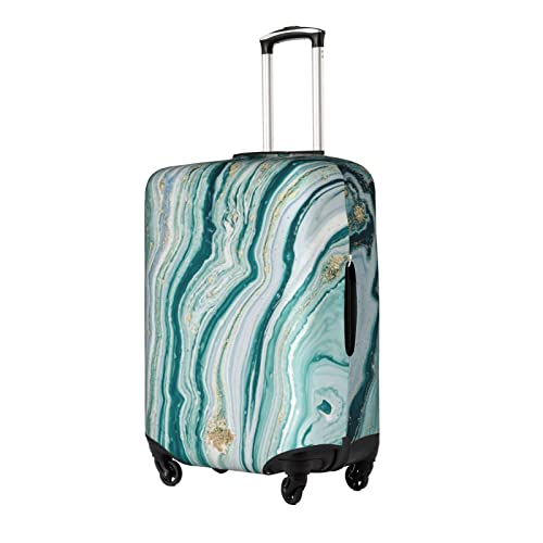 Green White Liquid Marble Travel Luggage Cover Fits 18/24/28/32 Inch Luggage, Elastic Suitcase Cover Protector with Concealed Zipper for Wheeled Suitcase Travel Accessories2