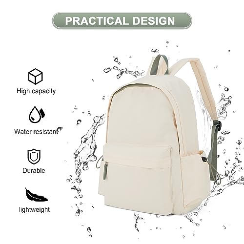 Backpack Lightweight bag Waterproof college backpack for cute Aesthetic backpack Casual Daypack for Men Women(Beige Green)2