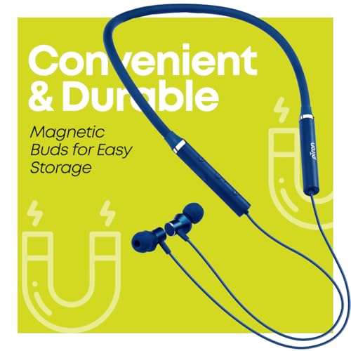 Image of pTron Tangentbeat in Ear Bluetooth Wireless Headphones with Mic, Punchy Bass, 10mm Drivers, Clear Calls, Dual Pairing, Fast Charging, Magnetic Buds, Voice Assist & IPX4 Wireless Neckband (Navy)