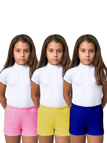 Image of KiddoPanti Girls Solid Cycling Shorts Pack of 3 | Soft & Stretchy Cotton Spandex | Comfortable Fit with Elastic Waistband | Half Tights Length Girls Inner Cycling Shorts