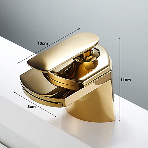 Robinet de lavabo cascade laiton pour stopper les éclaboussures or - 2