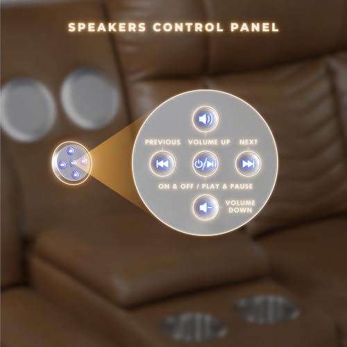 Image of Lexicon Faux Leather Power Double Reclining Loveseat with Console, Brown