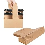 Kaderron 40 Pack Kraft Drink Carrier with Handles - 2 Cups or 4 Cups Assemblable Disposable Paperboard Drink Holders Great for All Your Drink and Food Delivery(2 Cup-40 Pack)