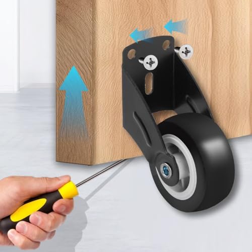 Image of Small Gate Wheel 2inch-4pcs, Anti-Sag Door Bottom Support Wheels | Steel Plate Mount Gate Caster Wheel with Screws, 55Lbs Each, Silent Rubber Wheel for Wooden Fence Gate, Cabinet, Furniture