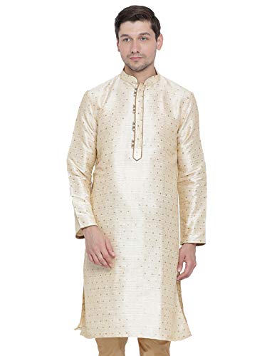Image of VASTRAMAY Men's Blue Cotton Silk Blend Kurta