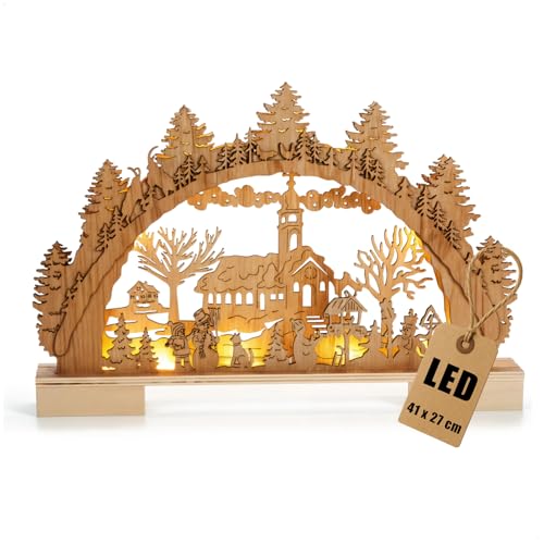 com-four® LED Schwibbogen aus Holz - 41 x 27 cm - dekorativer...