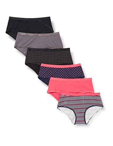 DIM Culotte Les Pockets in Cotone Elasticizzato Colorate Donna x6, Pacchetto logo rosa/nero, M