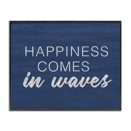 Inspirational Coastal Waves Happiness, 11 x 14 Inch Framed Giclée Print