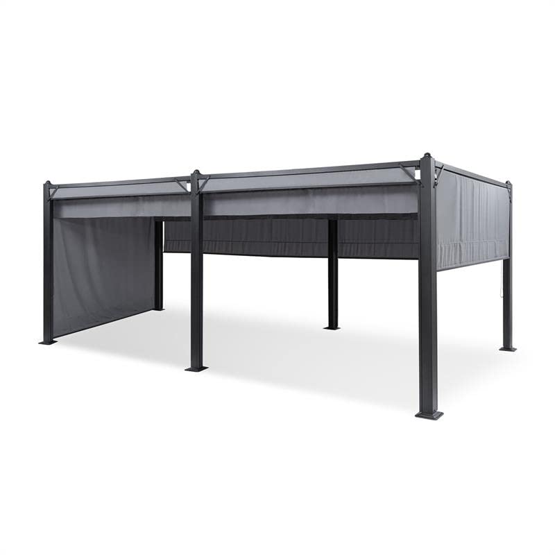 Blumfeldt Pergola Aluminium Polycarbonate 3x6m, Terrasse, Hydrofuge, Tonnelle de Jardin, Kit en Métal avec Cadre, Protection UV, Toit et Côtés en Polyester