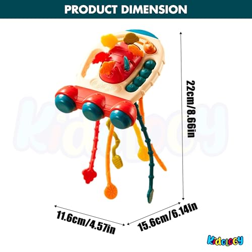 Image of Kidology Pull String Teething Sensory Montessori Baby Girl Travel Toy for 6+Months Boy - Food Grade Silicone Fine Motor Skills Toy (Blue)