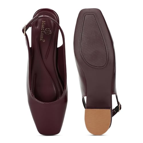 Image of Marc Loire Women Square Toe Solid Block Heel Pumps for Office, Party and Formal Wear