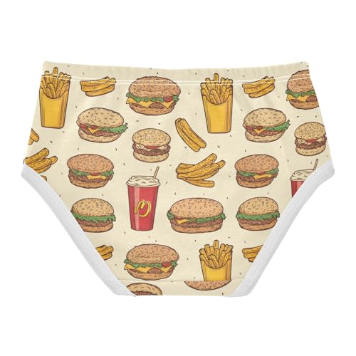 ZZKKO Fast Food and French Fries Hamburger Girls Underwear Toddler Panties for Girls Comfort Brief Size 8Y2