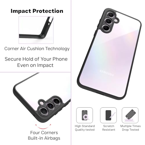 Image of RIGGEAR Shockproof Sleek Hybrid Armor Back Cover Case Compatible with Samsung Galaxy A35 5G (Clear PC + Black TPU Bumper)
