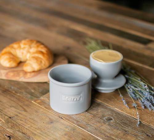 Butter Bell - The Original Butter Bell Crock by L. Tremain, French Ceramic Butter Dish, Café Matte Collection, Stone