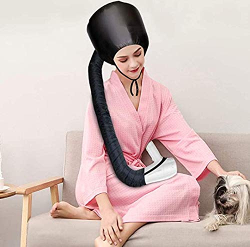 Soft Bonnet hooded hair dryer Attachment for Natural Curly Textured Hair Care， Drying,Styling,Curling,Deep Conditioning Mask Cap，for Drying Curly Styling Deep Conditionin.(Black)