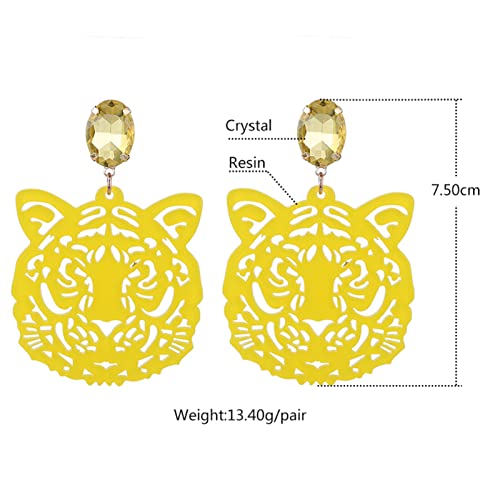 Statement Earrings for Women Resin Drop Tiger Head Bohemian Pendant Crystal Stone Earring Large Dangle Pendient Brinco Ear Accessories Gift3