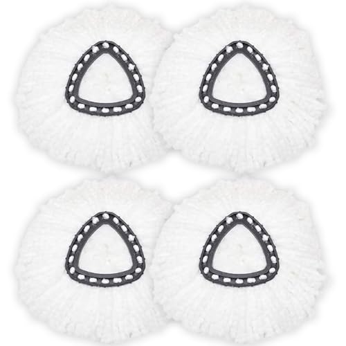 LCHYI 4PCS Spin Mop Heads Replacement Triangle Shape Microfiber Mop Refills for Easy Wring Spin Mop & Bucket System Washable & Reusable with Vileda/O-cedar Easy Wring Spin Mop & Bucket System