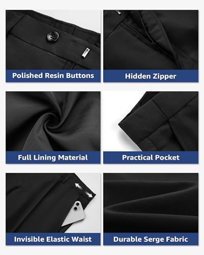 MY'S Mens Suit Pants, Classic Expandable Waist Dress Trousers, Slim Fit Tuxedo Pants3