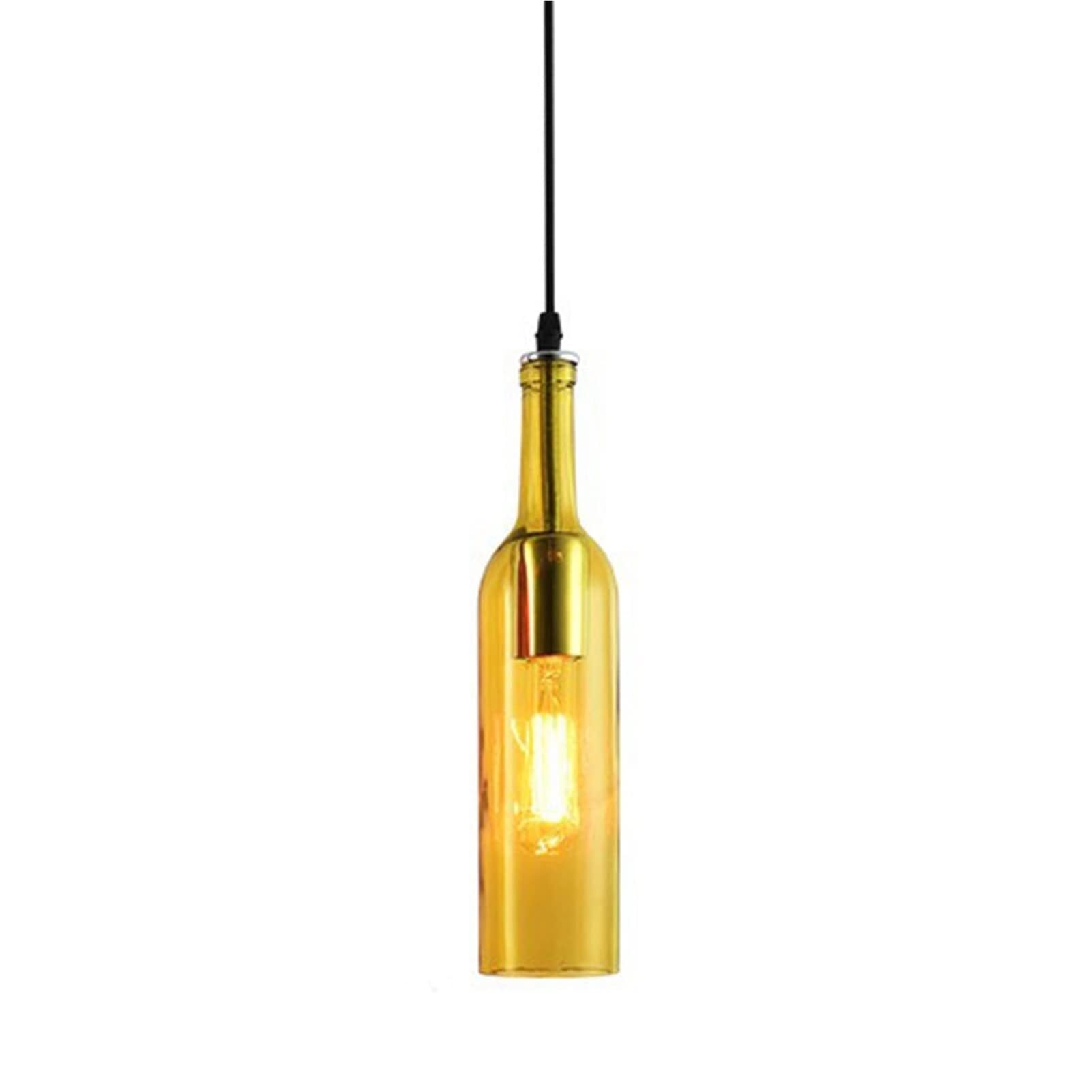 HUAYUSEDF Industrial Vintage Glass Pendant Lamp Chandelier Hanging Lighting Ceiling Fixture for Farmhouse Dining Room Kitchen Island(Yellow)