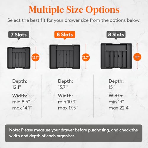 image for Lifewit Silverware Drawer Organizer, Expandable Utensil Tray for Kitch