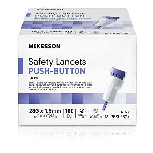 McKesson Safety Lancet 28 Gauge Needle 1.5 mm Depth 20 Box(s), 100 /Box