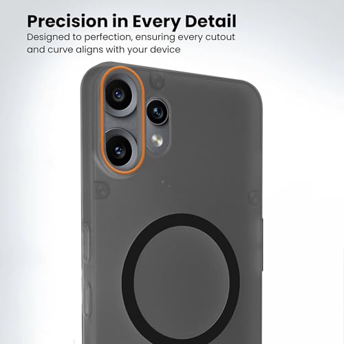 Image of Compatible for CMF by Nothing Phone 2 Pro Frosted Translucent Hard Back | Only Compatible with Wireless Magnetic Accessories | Thin and Slim Magnetic Back Cover (Black)