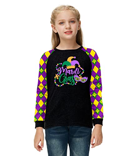 Image of Remimi Girls Thanksgiving Shirts Buffalo Plaid Raglan Tee Cute Turkey Holiday Party Long Sleeve Tshirt 5-14 Years