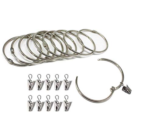 Pack Of 20 Metal Curtain Clip For Window Shower Bedroom Curtains,Easy To Open&Close Movable Clasp Suitable For Fixed And Not Fixed Pole Curtain Rings/Hooks Set Drape,Silver Large(3" Interior Diameter) #TOP3