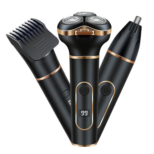 ZJchao Máquina de Afeitar Eléctrica Inalámbrica, 3 en 1 para Hombres, Recortadora de Pelo para Barba y Nariz con Carga USB Resistente Al Agua IPX7, para Afeitado