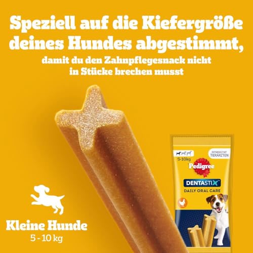 PEDIGREE DentaStix Hundesnack für kleine Hunde (5-10kg), Zahnpflege-Snack mit Huhn und Rind, 1 Packung je 56 Stück (1 x 880 g)