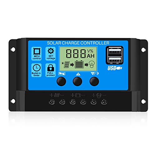 Regolatore Carica Solare Regolatore Di Carica Solare ANERN 30A 12V/24V | Display LCD Regolatore Di Carica Pannello Solare