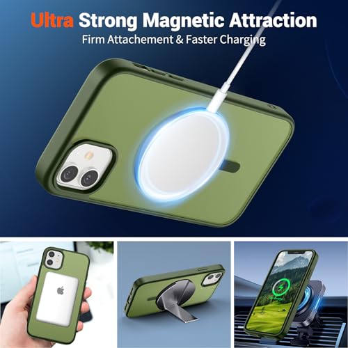 Image of SUPFINE Magnetic for iPhone 11 Case(Compatible with MagSafe)(Military Grade Drop Protection) Slim Translucent Matte Shockproof with Anti-Fingerprint Phone Case,Cangling Green