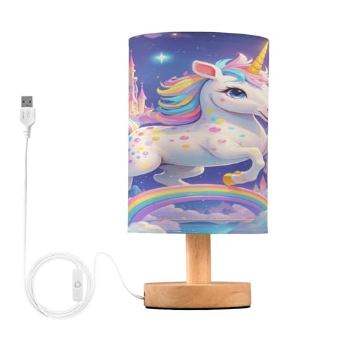 Lámpara de mesa cilíndrica con diseño unicornio de 24.6 cm miniatura 1