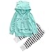 Unisex Baby Clothes Outfit Birthday Outwear Hood Tops Casual Stripes Pants Leggings Set (Blue, 0-6Months)