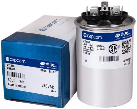 97F9471 - 30 + 3 uf MFD 370 Volt VAC - GE Round Dual Run Capacitor Upgrade