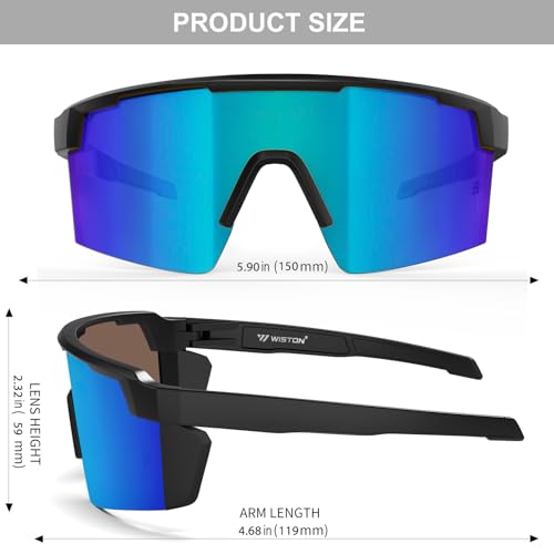 Image of WISTON XL Z87 Sunglasses for Big Wide Heads Men Women,TR90 Ultralight UV400 Protection Sun Glasses Z8224