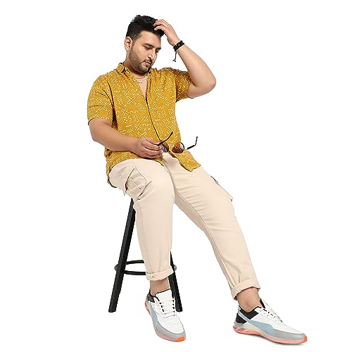 Image of Instafab Plus Men's Shirt for Casual Wear | Spread Collar | Plus-Size Fit | Long Sleeve | Button Closure | Cotton Shirt Crafted with Comfort Fit for Everyday Wear