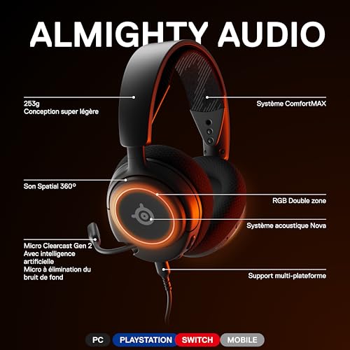 Casque de jeu multi-système SteelSeries Arctis Nova 3 mousse à mémoire et RVB - 3