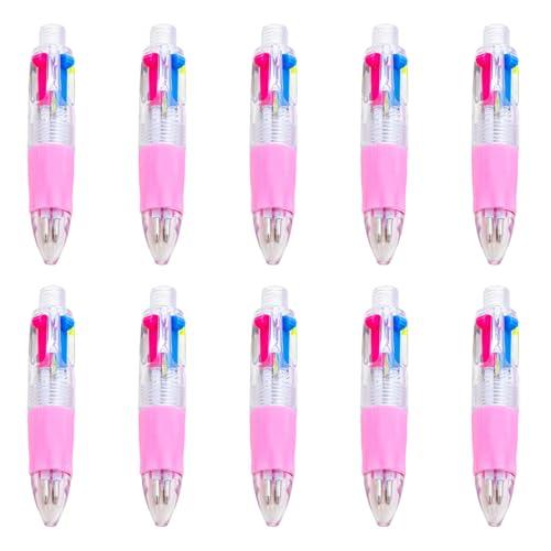10個 4色格納式ボールペン スモールボールペン マルチカラー 学生向け学校事務用品