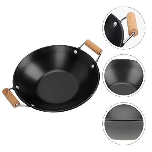 Wok de acero inoxidable con mango de madera miniatura 7