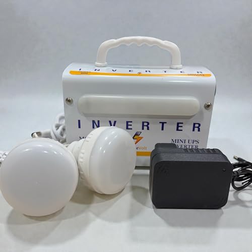 Image of Value Volt 8080 Mini DC Inverter 5V | 8000mAh Lithium Battery | Inbuilt Solar Panel + AC Charging | 2 DC Bulbs Included | Emergency LED Backup for Home & Rural Use