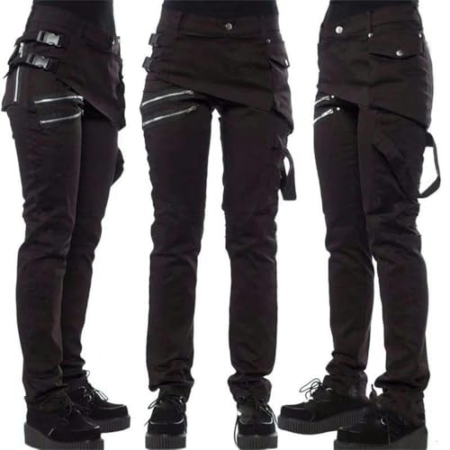 Gothic Pencil Pants Zipper Pocket Rivet Punk Women's Pants Hip hop Dance Style Solid Color Casual Pants Street3