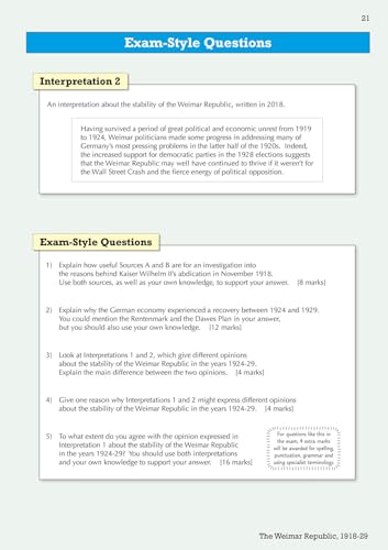 Coordination Group Publications Ltd (CGP) Grade 9-1 GCSE History Edexcel Topic Guide - Weimar and Nazi Germany, 1918-39