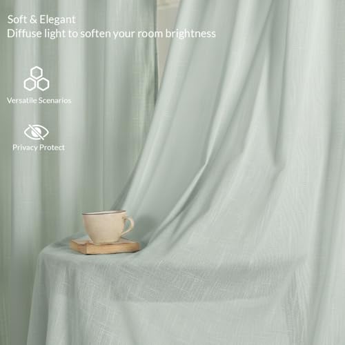 Image of HOMEMONDE 10 Feet Long Door Sheer Curtains for Hall and Entry Way 1 Piece Luxury Light Filtering Sheer Curtain with Rod Pocket Style (120 Inches, Silver Grey)