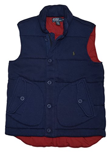 Ralph Lauren Polo Mens Quilted Puffer Button Jacket Vest Blue Navy Red Medium